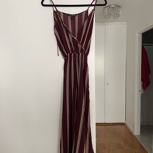 Burgundy jumpsuit w tie